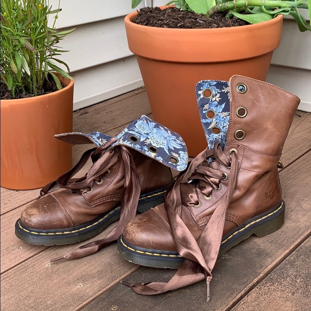 Doc marten satin tie combat boots